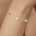thumbnail image 4 of Gem Stone King 18K Yellow Gold Plated Silver Bracelet for Women Pink Moissanite Aquamarine (1.42 Cttw), 4 of 4