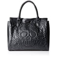 thumbnail image 2 of Loungefly Originals Black on Black Lattice Skull Tote Bag, 2 of 4