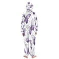 thumbnail image 3 of Soft Big Kids Onesie Pajamas Cozy Loose-Fit Jumpsuits for kids with Pockets for Christmas Lounge & Play Lavender-colored Butterfly Pattern, 3 of 8
