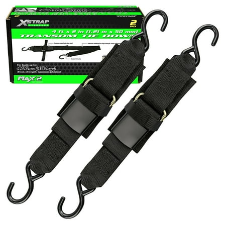 XSTRAP STANDARD Marine Boat Trailer 2" x 4' Trailer Transom Tie-Down Straps, 2PK