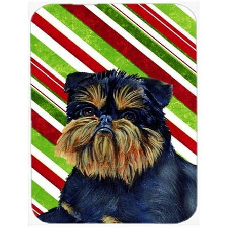

Brussels Griffon Candy Cane Holiday Christmas Glass Cutting Board - Large
