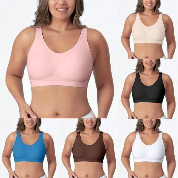 ATENAR Womens Bras,Wireless Bras for Women,Comfort Fit,Soft,Solid,Nylon,Spandex,Pink,M