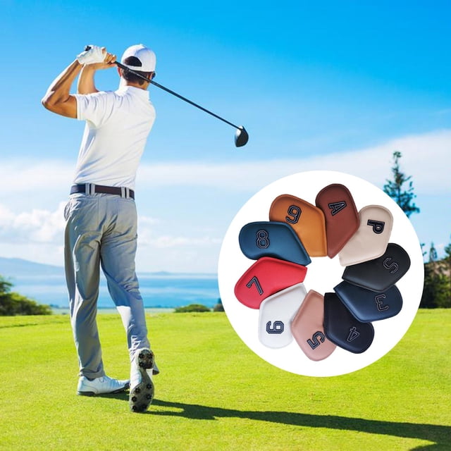 10 piezas de cubierta de hierro de golf, protección de protección de cubierta de cabeza de palo de golf, equipo de número de 3-9, a, Multicolor Macarena Cubierta de cabeza de hierro de golf