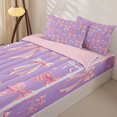 thumbnail image 3 of Manfei Pink Purple Bow Zipper Full Size Comforter Sets with Fitted Sheet and 2 Pillowcases For Kids,Cute Coquette Bow Pattern Zipper Bedding Set For Girl,Pink Reversible,4 Pieces, 3 of 7