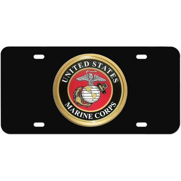 Elektroplate Officially Licensed United States Marine Corps All-Metal Stainless Steel Decorative Front Plate with 3D Emblem | Weatherproof Automotive Accessory for Cars, SUVs, Trucks (12" x 6")