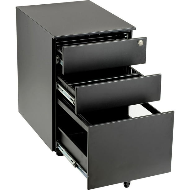 3 Drawer Low File Black