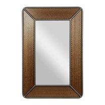DecMode 31" x 47" Brown Wall Mirror with Netting Frame