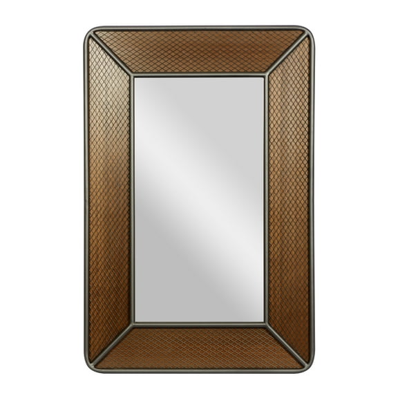 DecMode 31" x 47" Brown Wall Mirror with Netting Frame