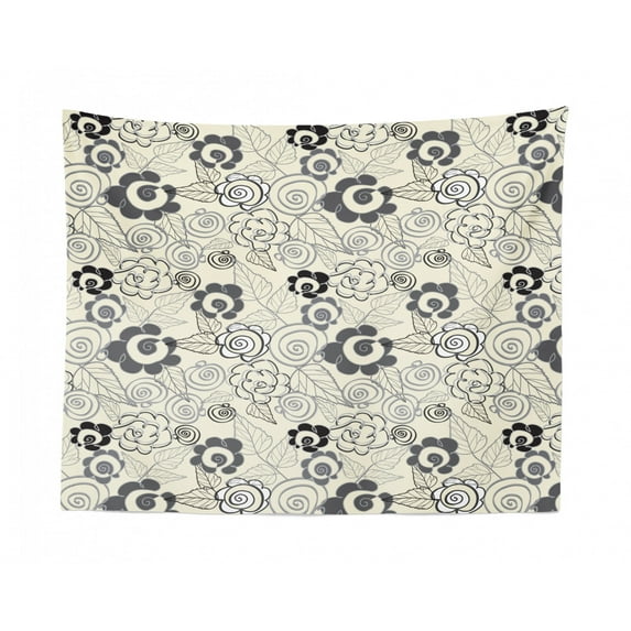 Floral Tapestry, Vintage Style Abstract Ornamental Flower Leaves and Branches Art Print, Fabric Wall Hanging Decor for Bedroom Living Room Dorm, 2 Sizes, Teal and Lime Green, by Ambesonne