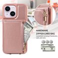 thumbnail image 2 of SaniMore RFID Blocking Wallet Case for iPhone 14 Plus, Crossbody Zipper Purse Case for Women/Girls, Wrist Strap PU Leather Card Holder Kickstand Cover for Apple iPhone 14 Plus, Rosegold, 2 of 9