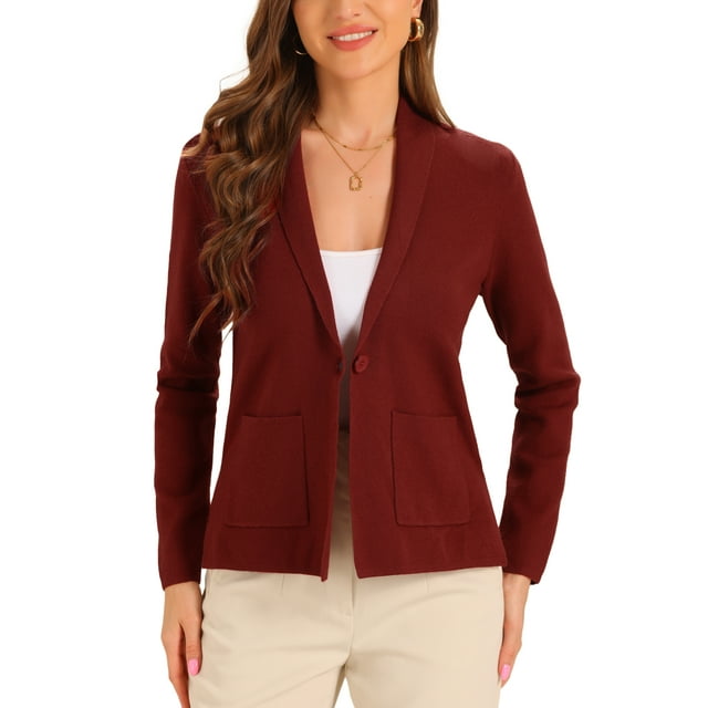Suéter cárdigan INSPIRE CHIC para mujer, de manga larga, con botones y diseño abierto, tejido con bolsillos