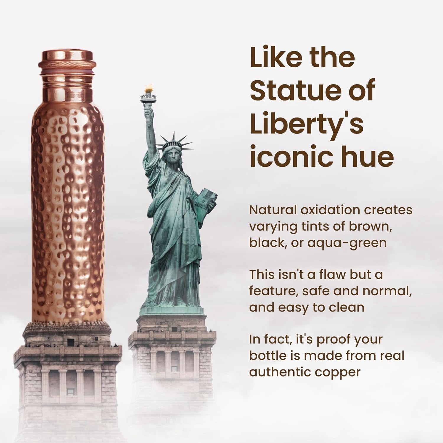 34oz Pure Copper Water Bottle for Drinking – Ayurvedic Hammered Copper Water Bottle, Leak Proof Lid – Large Handcrafted Copper Bottle Water Vessel – 100% Copper Drinking Water Bottle 34 Oz