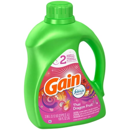 Gain with Febreze Thai Dragon Fruit Liquid Laundry Detergent 100 fl. oz. Plastic Jug