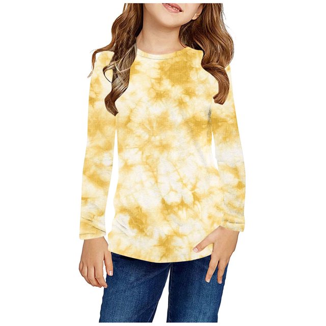RXIRUCGD Chemises à Manches Longues pour Filles, Col Rond Mignon, Blouses Décontractées Élégantes, Multicolore, Taille : 4 Ans