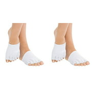 ASRocky Toes Alignment Gel-Lined Socks (2 Pair) Open Five Toe Separator Spacer Yoga Gym Pedicure (White, Medium)