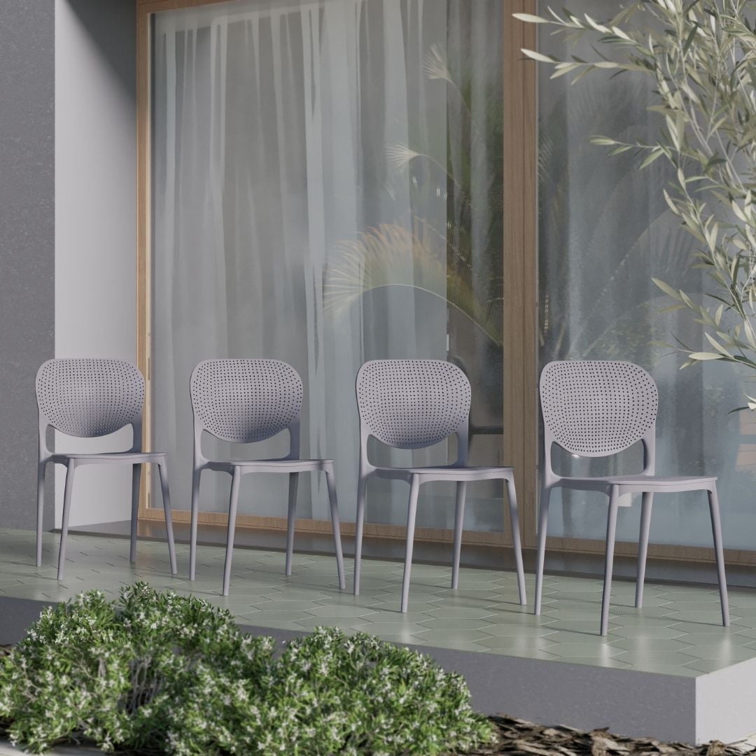 Amazonia Mercurie 5- Piece Teak Wood Outdoor Dining Set Gray