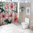 thumbnail image 7 of Orinice Pink Tropical Flower Shower Curtain Hawaii Green Palm Leaf Banana Leaves Red Flowers Hibiscus Orchid Floral Plants Spring Bathroom Polyester Fabric Decor Hanging Curtain Set  69x72, 7 of 7