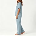 thumbnail image 6 of dazeni Womens Lounge Sets Breathable Short Sleeve Pajamas Sets 2 Piece CrewneckShirts and Soft Long Pants Pjs Sets for Adult Blue XXXL, 6 of 7