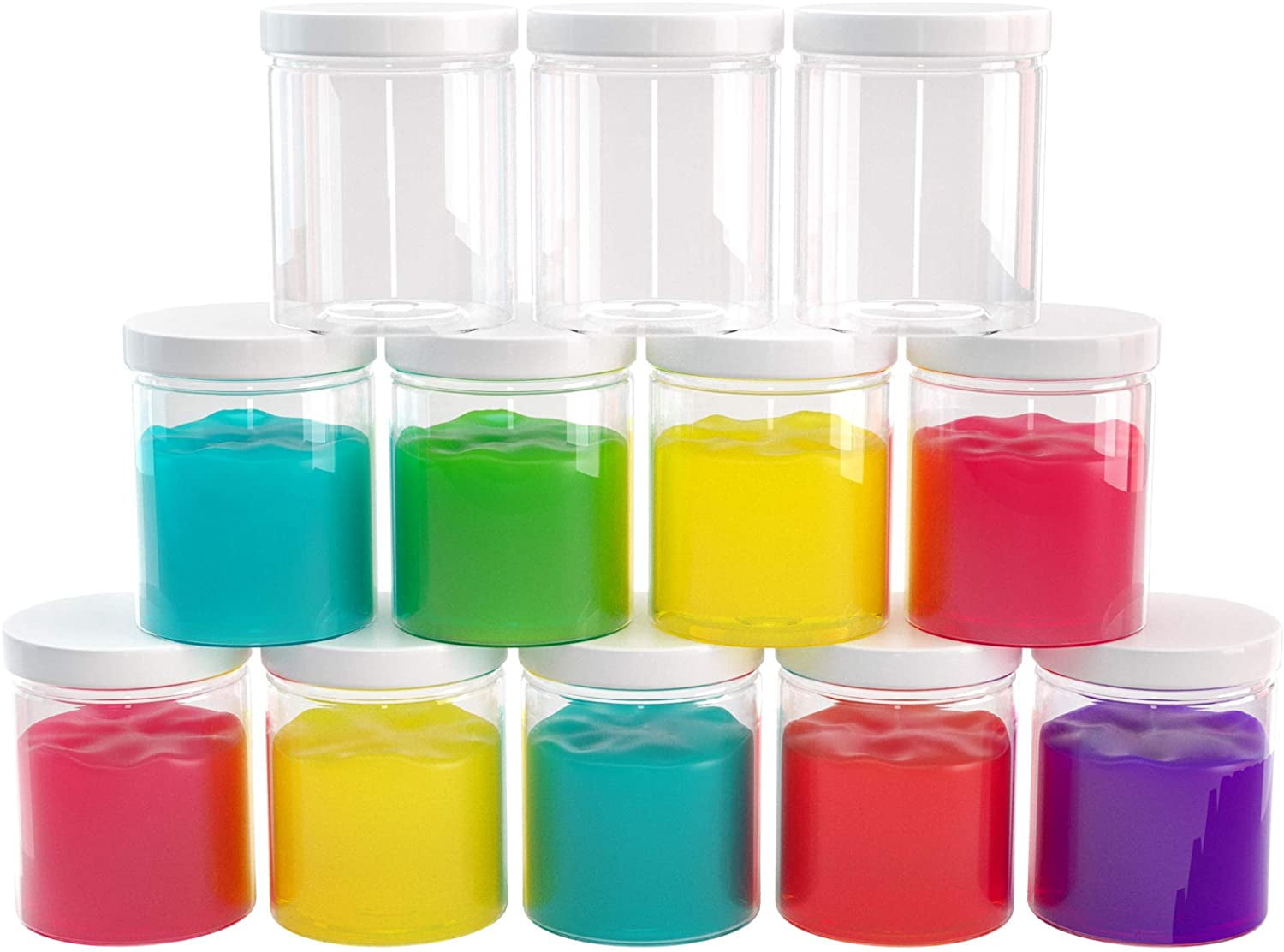 Slime Containers with Water-tight Lids (6 oz, 12 Pack) - Clear Plastic Food  Storage Jars - Great for your slime kit - BPA Free (White) - Walmart.com