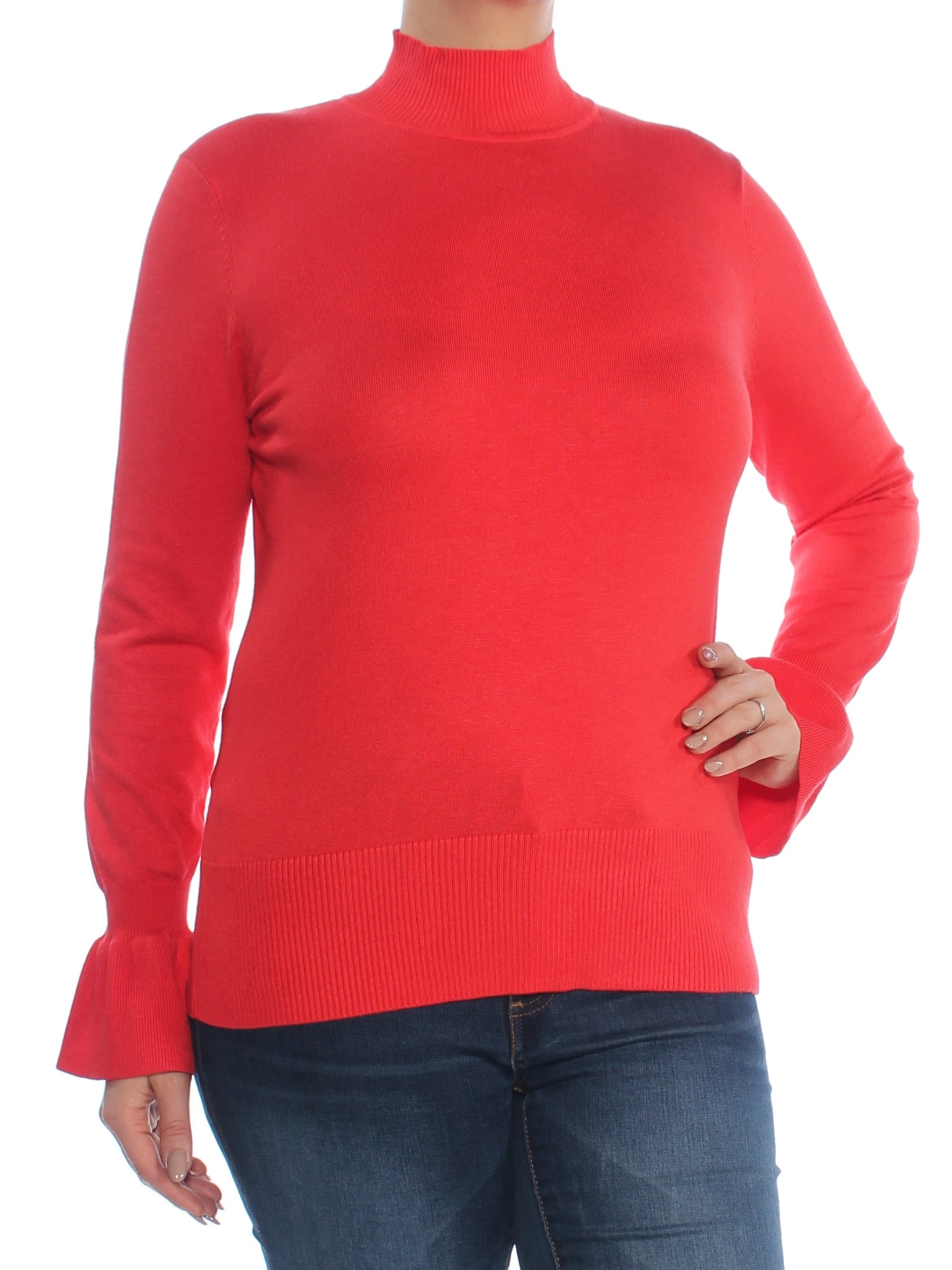 Cable & Gauge CABLE AND GAUGE Womens Orange Flaredcuff Mockneck
