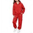 thumbnail image 3 of Girls Boys 2 Piece Sweatsuits Kids' Sweatsuit Set Solid Color Long Sleeve Zip Up Hooded Sweatshirt & Cargo Sweatpants Set,Red,90, 3 of 7