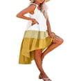 thumbnail image 3 of Women Summer Ruffled Sleeve Dress  Contrast Color/Solid Color Square Neck Irregular Hem Dress for Beach  Date, 3 of 5