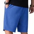 thumbnail image 4 of Men's Biker Shorts Casual Solid Color Drawstring Wide Leg Spandex Elastic Waist Gym Shorts with Pockets Blue S-3XL, 4 of 9