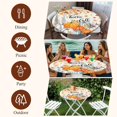 thumbnail image 7 of Fall Thanksgiving Round Tablecloth, Fitted Table Cover with Elastic for 55"-60" Round Tables, Orange White Pumpkin Maple Leaf Table Cloth Outdoor Indoor Dinning Party Waterproof Tablecloths, 7 of 7