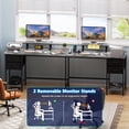 thumbnail image 2 of Satifur 59" L-Shaped Desk with Power Outlets, 4 Fabric Drawers & 2 Monitor Stands, Convertible Two Person Home Office Desk,Gray, 2 of 8