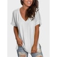 thumbnail image 3 of Womens Summer Tops Short Sleeve Casual Shirts Floral Tee Trendy Basics V Neck Plain Tshirt, 3 of 5