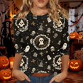 thumbnail image 2 of Bovemsi Cute Summer Tops Round‑Neck 3/4‑Sleeve Printed Blouse Fashion Outfits Clothes L, 2 of 4