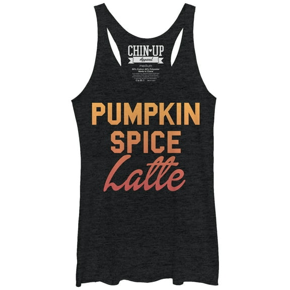 Women's CHIN UP Pumpkin Spice Latte  Racerback Tank Top Black Heather Small