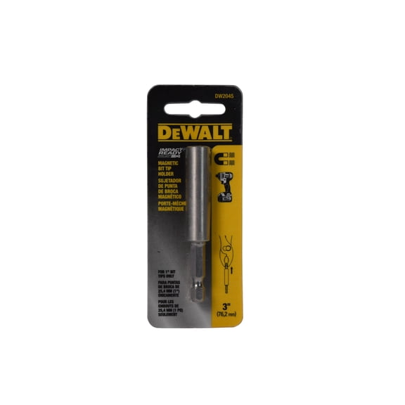 DEWALT 3 in Magnetic Bit Tip Holder (DW2045) – 1/4 in Hex Shank Compatibility, Shock-Resistant Steel