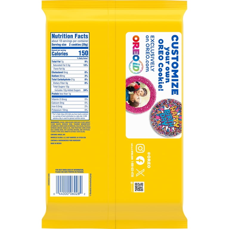 OREO, Lemon Creme Sandwich Cookies, 18.71 oz, Family Size