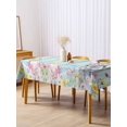 thumbnail image 3 of Easter Bunny Rectangle Tablecloth, Blue Easter Eggs Spring Floral Teal Wooden Waterproof & StainResistant Tablecloth, Washable Oil-proof Table Cover for Dining/Party/Wedding/Camping/Buffet 60x120 In, 3 of 9