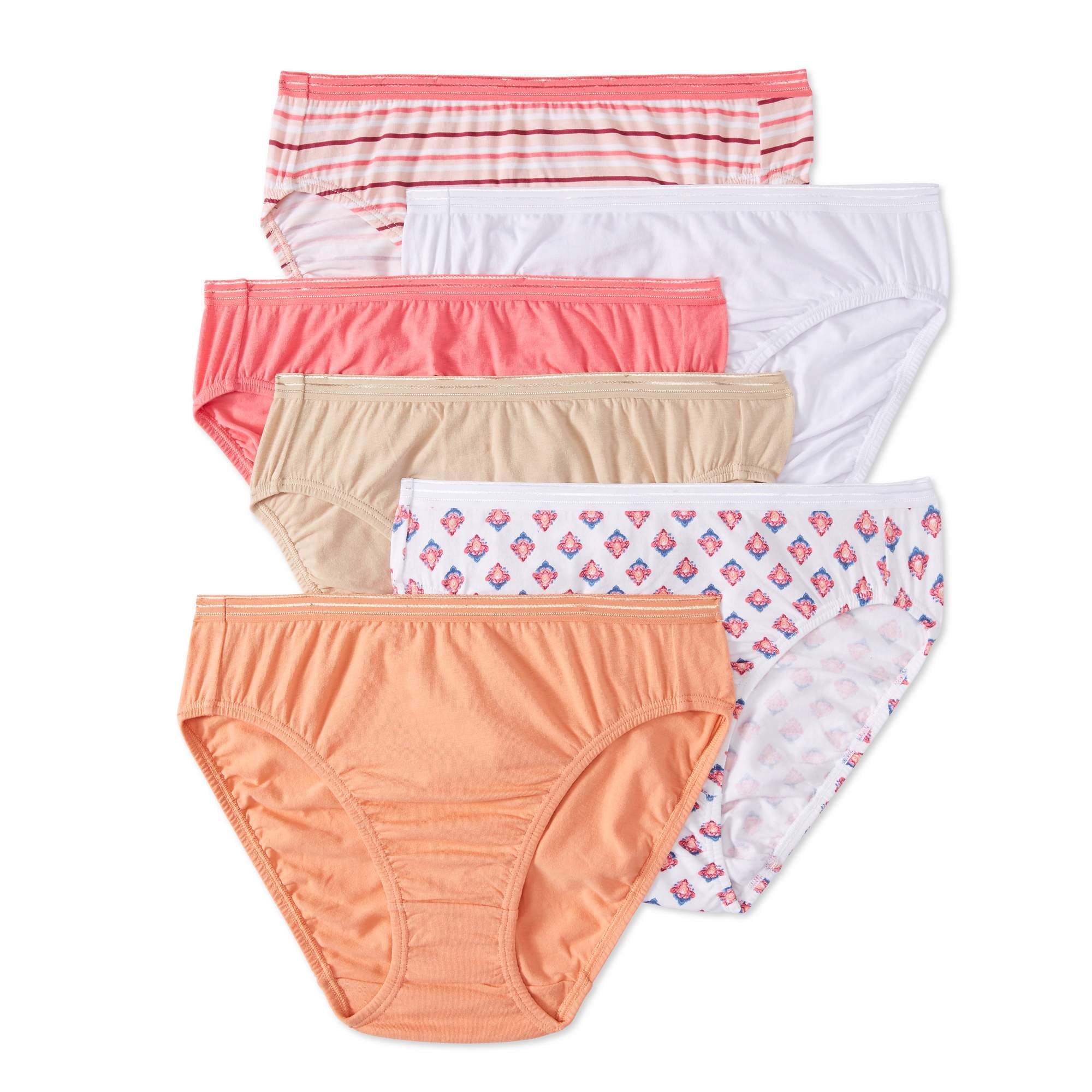 Secret Treasures Ladies Cotton Stretch Hicut Panty, 6 pack