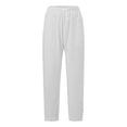thumbnail image 4 of Women's Striped Print Elastic Waist Cropped Pants with Side Pockets, Loose Fit Casual Straight Leg Trousers for Everyday Wear, Comfortable Lounge, and Outdoor Activities White XL, 4 of 4