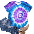 thumbnail image 4 of Mifsaly Tie-Dye Cotton T-Shirt for Women Short Sleeve Crew Neck Casual Summer Tops Colorful Print Lightweight Breathable Casual Blouse L, 4 of 6