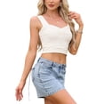 thumbnail image 4 of Wide Strap Tank Top Vest for Women Summer Sleeveless Fitted Going Out Crop Top XS Light Apricot, 4 of 6
