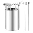 thumbnail image 1 of Pictos de dientes de cóctel de 20 piezas con soporte de metal martini seleccionando frutas portátiles de bifurcación de acero inoxidable para sándwich, 1 of 10