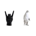 thumbnail image 1 of Escultura creativa de pingüino con gesto de mano, estatua única de de animal, adorno de resina coleccionable para dormitorio, restaurante, decora, 1 of 8