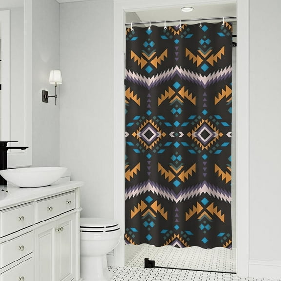 Boho Multicolor Geometric Ethnic Pattern Shower Curtain 36"x72" ,Bathroom Decorative Shower Curtains Set with 12 Hooks,Modern Waterproof Washable Shower Curtain