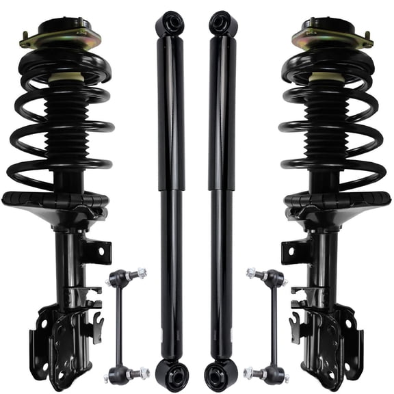 Detroit Axle - 6pc Struts Shocks Kit for 2002 2003 2004 Nissan Pathfinder INFINITI QX4, 2 Front Struts with Coil Spring 2 Front Sway Bar End Links 2 Rear Shock Absorbers Replacement Suspension