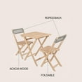 thumbnail image 3 of Sitges Modern Mid-Century 3-Piece Roped Acacia Wood Outdoor Folding Bistro Set, Gray/Light Teak, 3 of 9