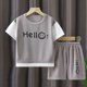 thumbnail image 1 of Children's Summer Little Waffle Shorts Set, Short Sleeve Clothes for Big Boys Casual Outerwear for Boys and Girls, Two Piece Set qym unisex, 1 of 2
