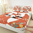 thumbnail image 3 of Feelyou Cartoon Fox Family Twin Sheet Sets for Kids, Kawaii Wildlife Animal Twin Fitted Sheet, Farmhosue Flower Flat Sheet, Super Cozy Room Decor, 3 Pieces, 3 of 7