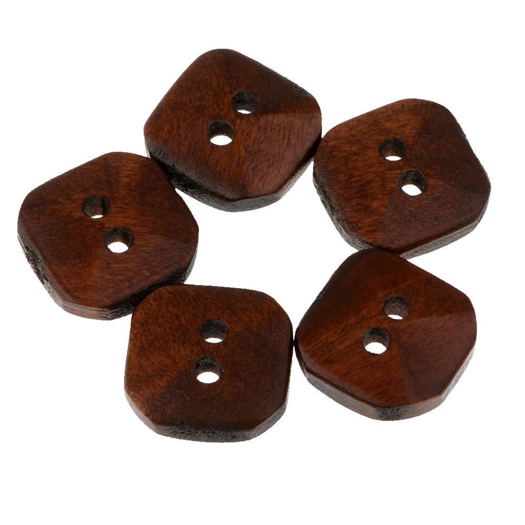 GUOOL 6x 100 Pieces Wooden Flatback -Holes Buttons for Sewing Clothing Buttons Repair 13mm