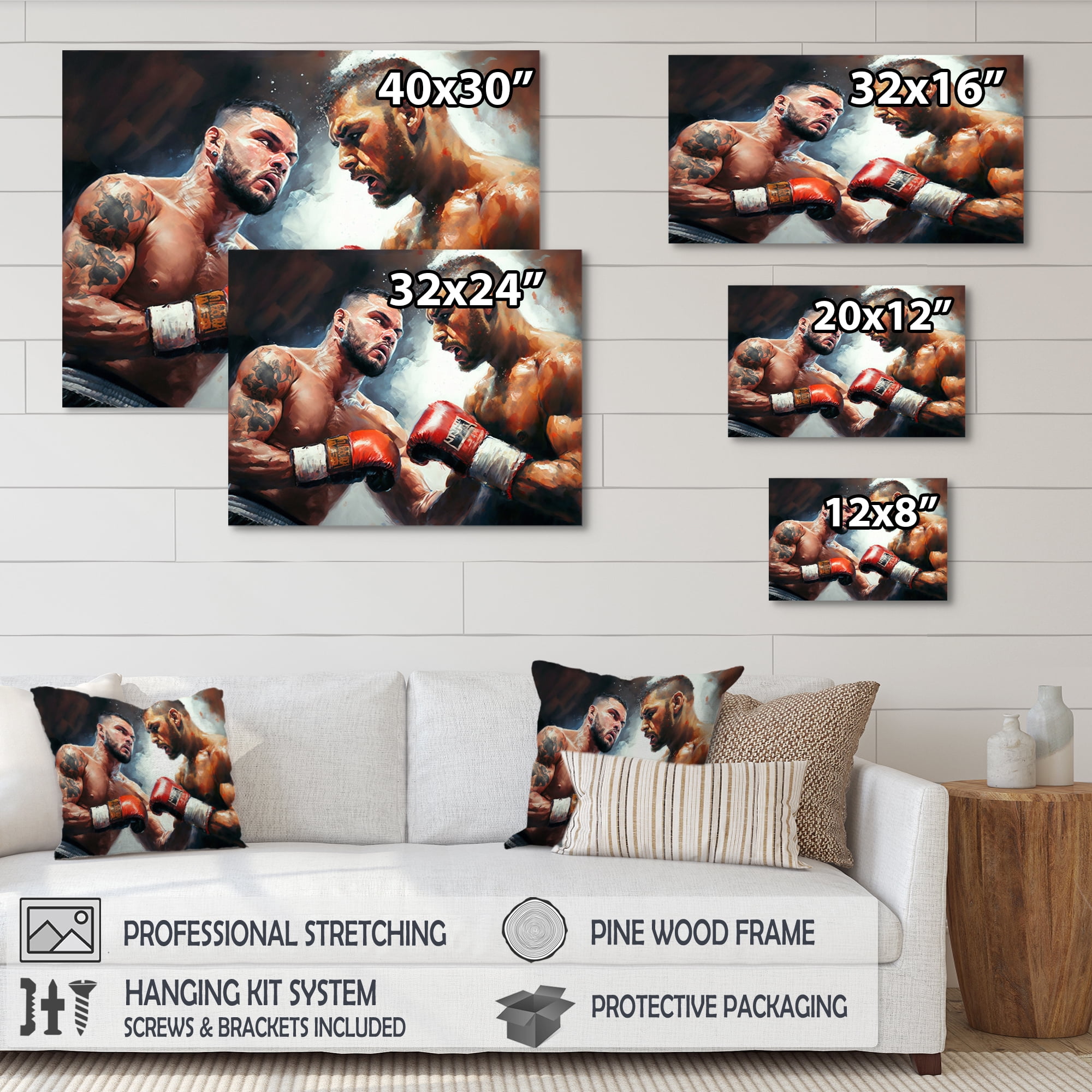 Designart Boxers In Match II Canvas Wall Art