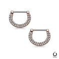 thumbnail image 1 of Nipple Rings Clickers Ion Plated 16ga or 14ga with Double Paved Crystals 1 Pair, 1 of 11