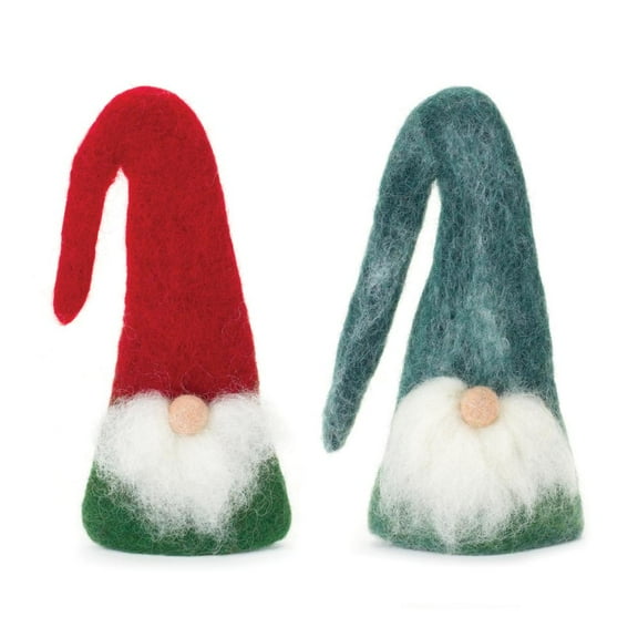 Melrose Gnome Christmas Wine Bottle Toppers - 7" - Red and Green - Set of 6